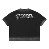 liquid chrome washed tee / BLACK
