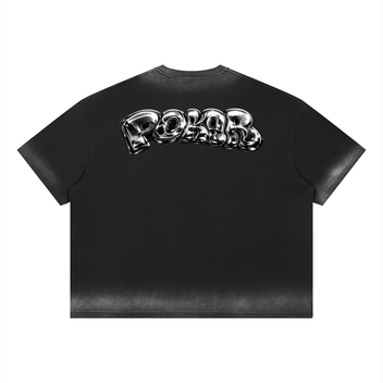 liquid chrome washed tee / BLACK