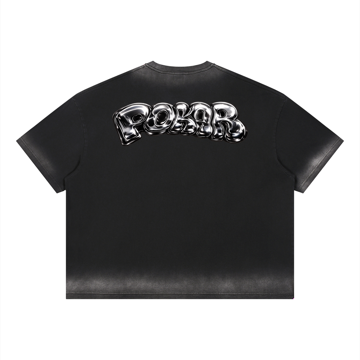liquid chrome washed tee / BLACK
