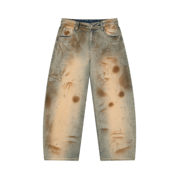 WASHED BARREL JEANS.