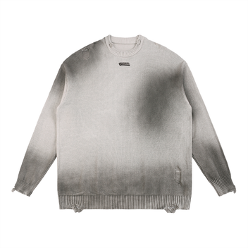 POKAR Distressed Knit Sweater / Washed Grey