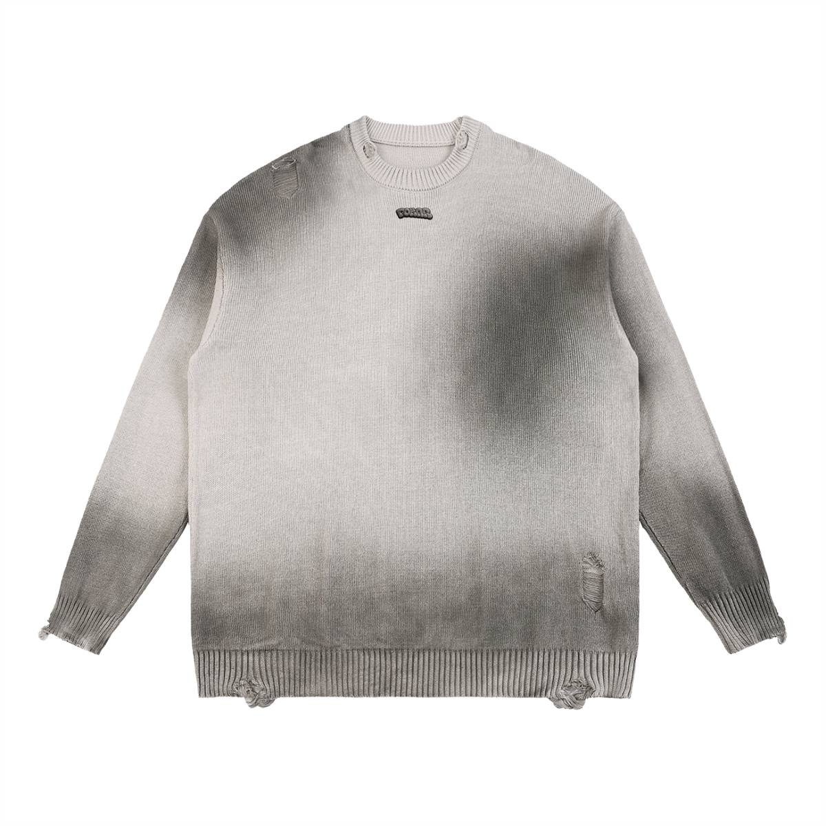 POKAR Distressed Knit Sweater / Washed Grey