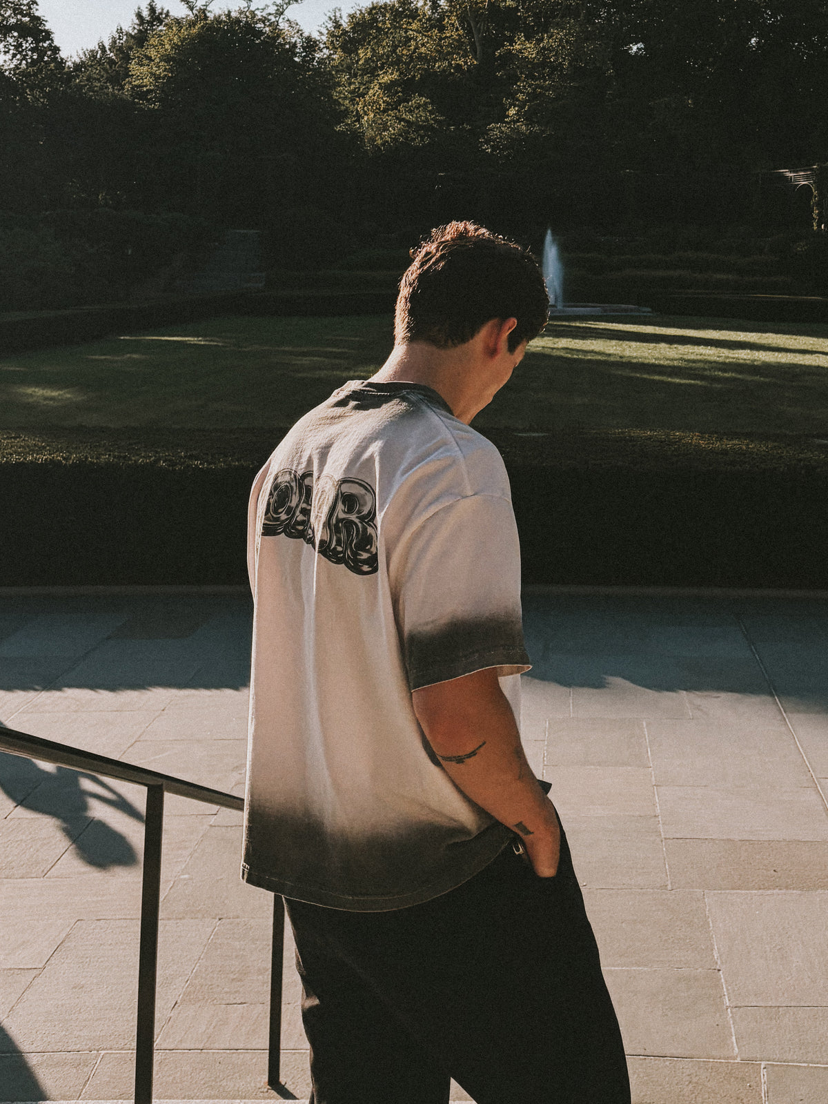 liquid chrome washed tee / WHITE