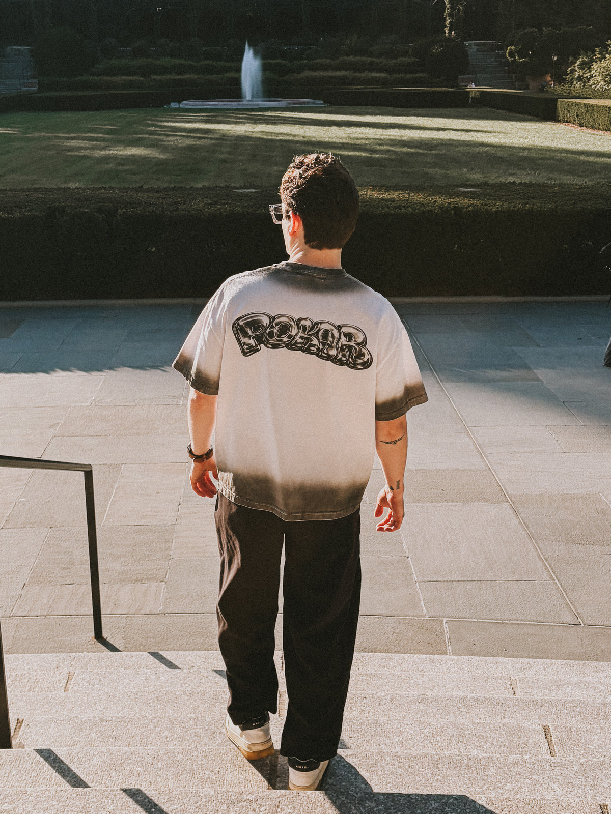 liquid chrome washed tee / WHITE