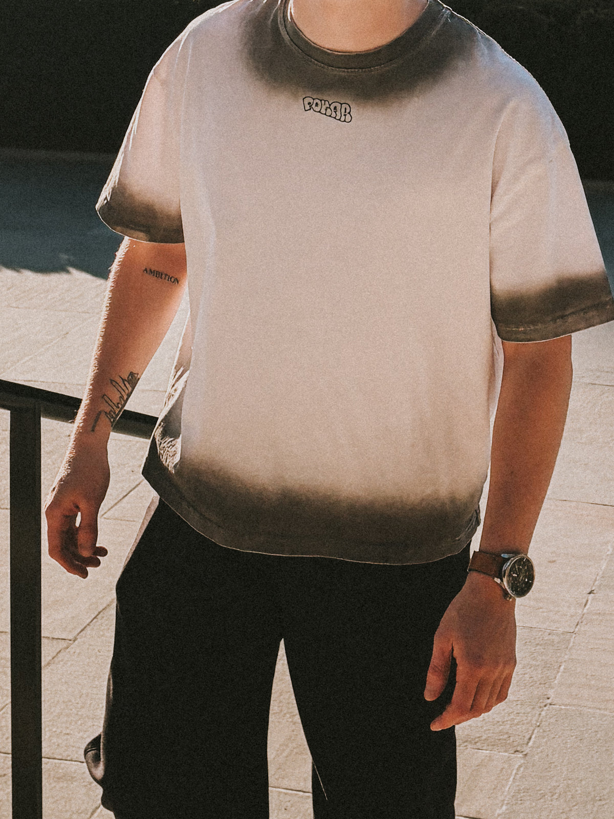 liquid chrome washed tee / WHITE