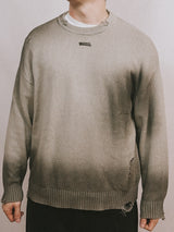 POKAR Distressed Knit Sweater / Washed Grey