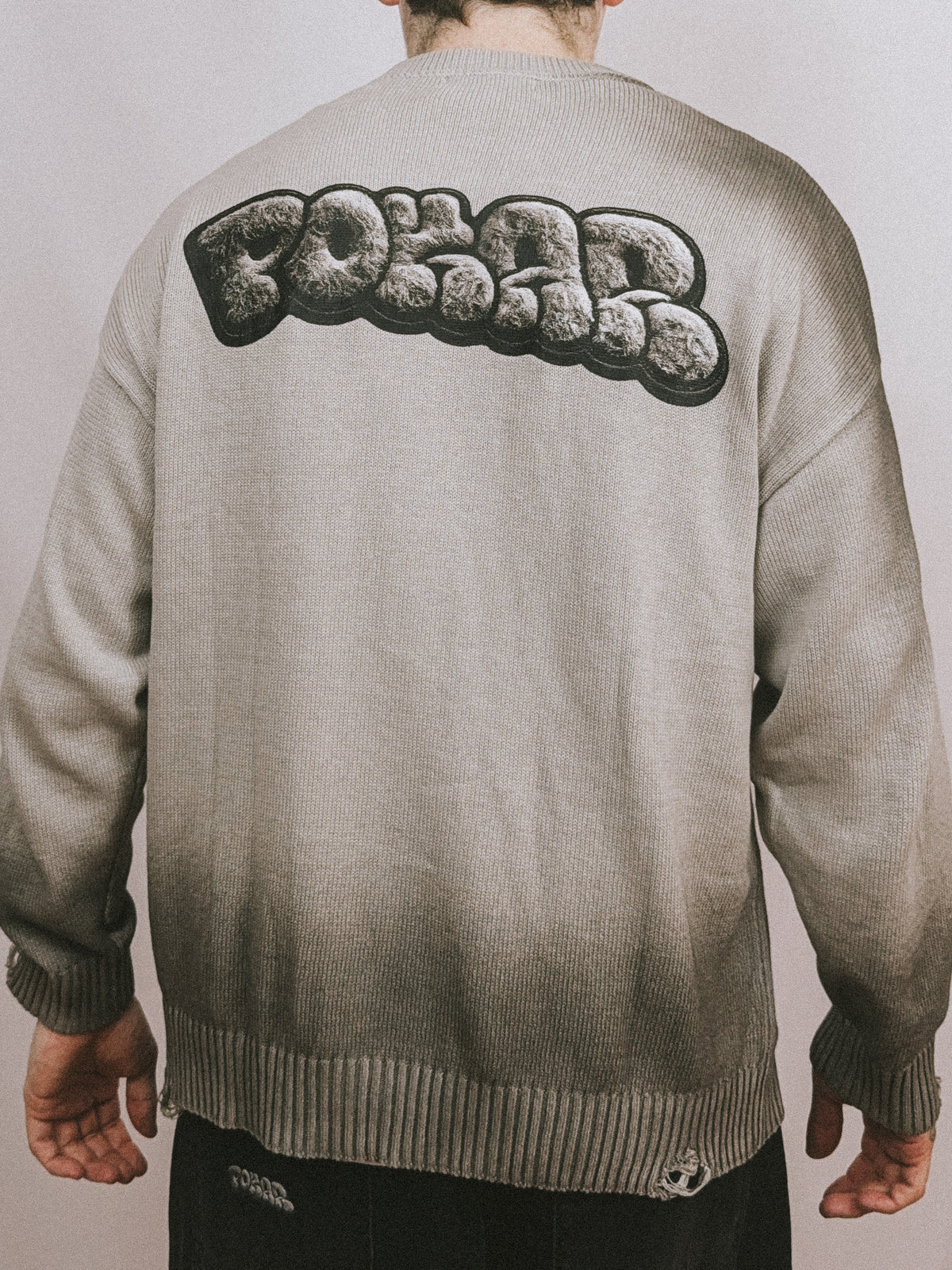 POKAR Distressed Knit Sweater / Washed Grey