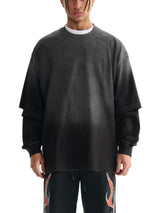 DISTRESSED LAYERED TEE / BLACK.