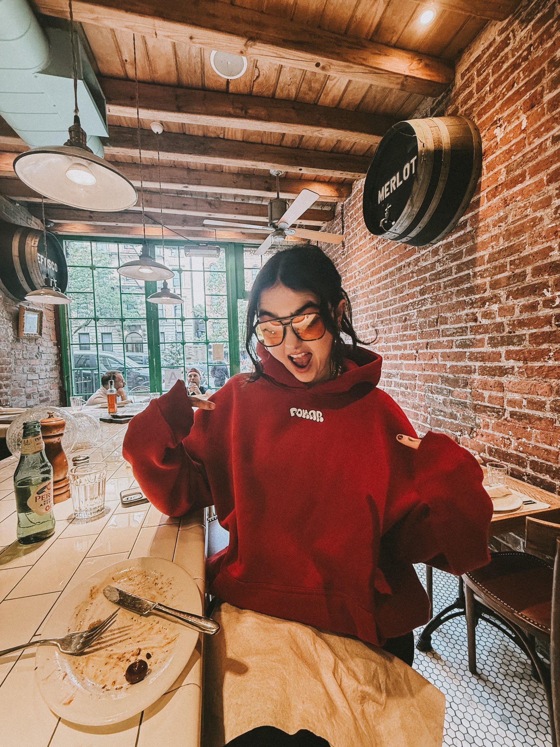 POKAR red hoodie photographed in New York